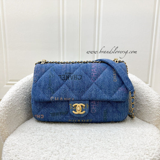 Chanel 22P Mood Medium Flap Bag in Blue Printed and AGHW