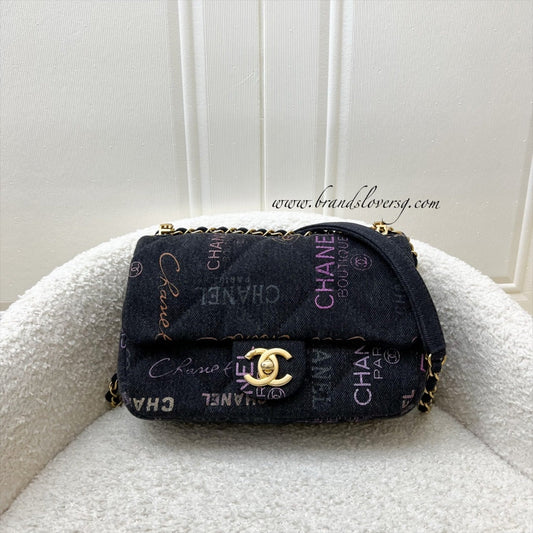 Chanel 22P Mood Small Flap Bag in Black Printed and AGHW