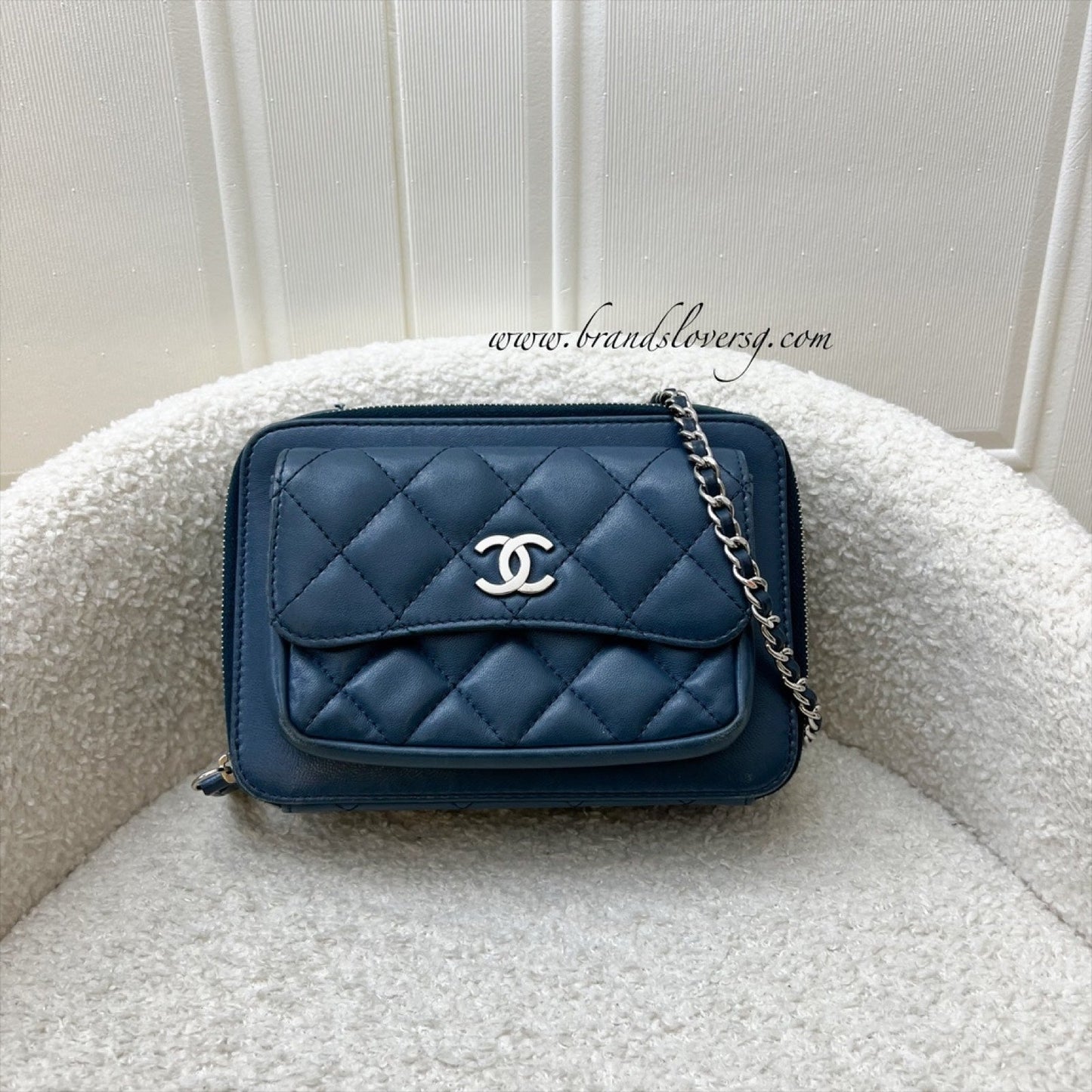 Chanel Seasonal Camera Bag in Blue Lambskin and SHW