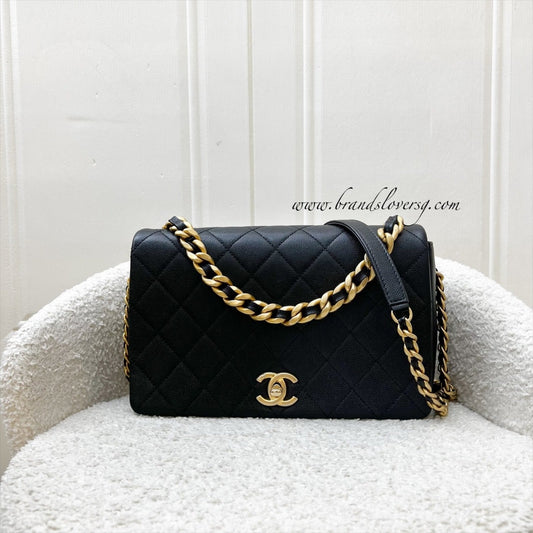 Chanel 20A Full Flap Bag in Black Caviar and AGHW (Model: AS1977B)