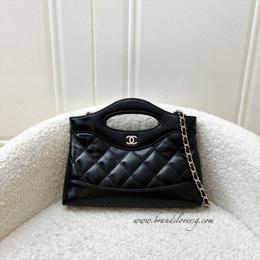 Chanel 31 Nano Shopping Bag in Black Shiny Calfskin and LGHW (Model: AP3656)
