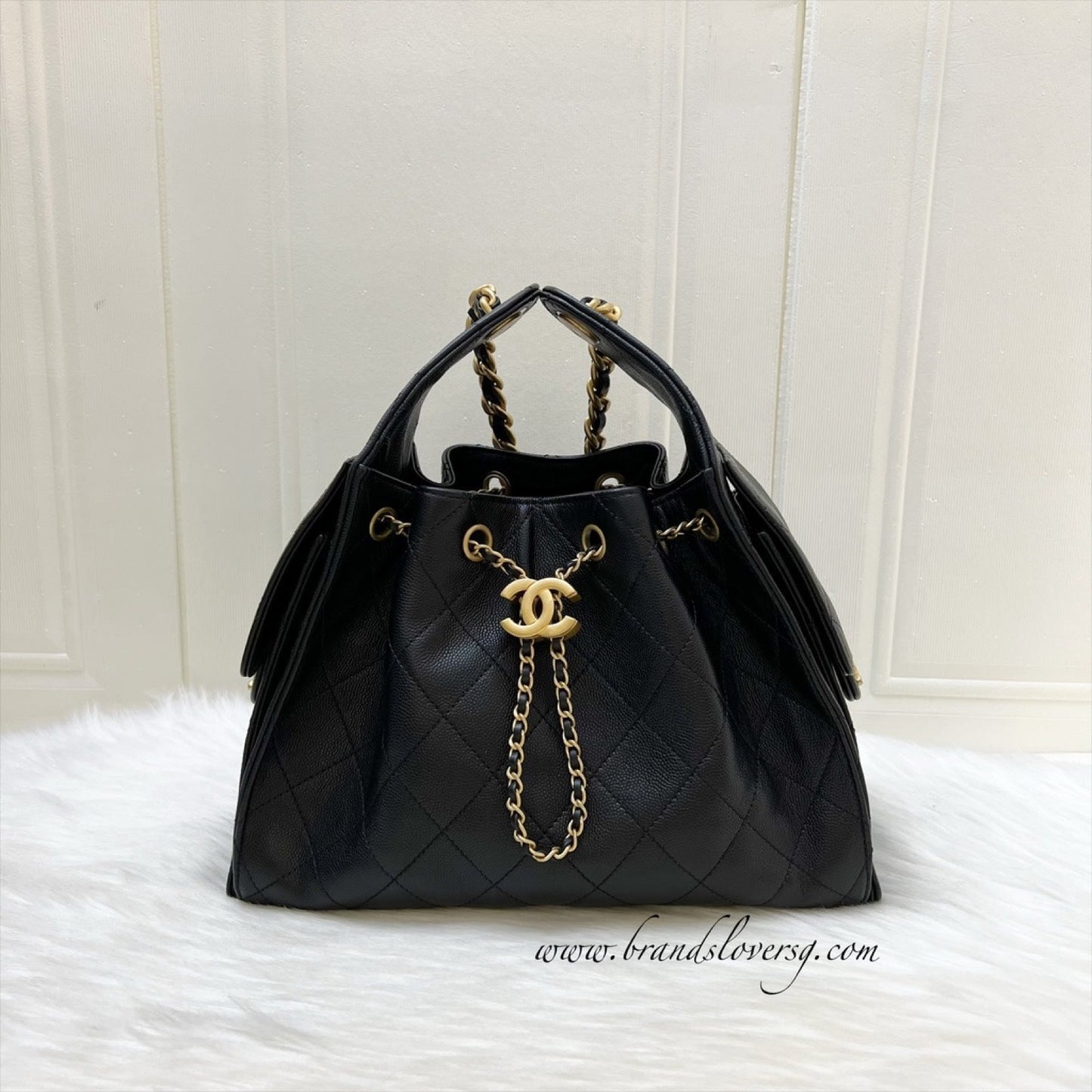 Chanel 25 Small Hobo Bag in Black Caviar and AGHW (Model: AS5293)