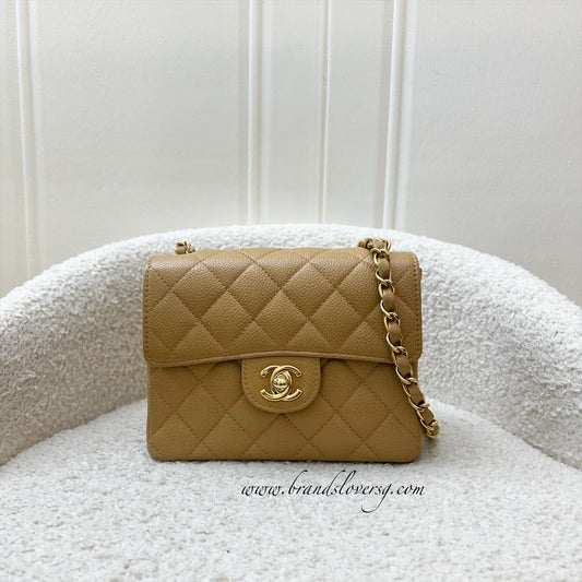 Chanel Square Mini in Dark Beige Caviar and 24K GHW Handbag