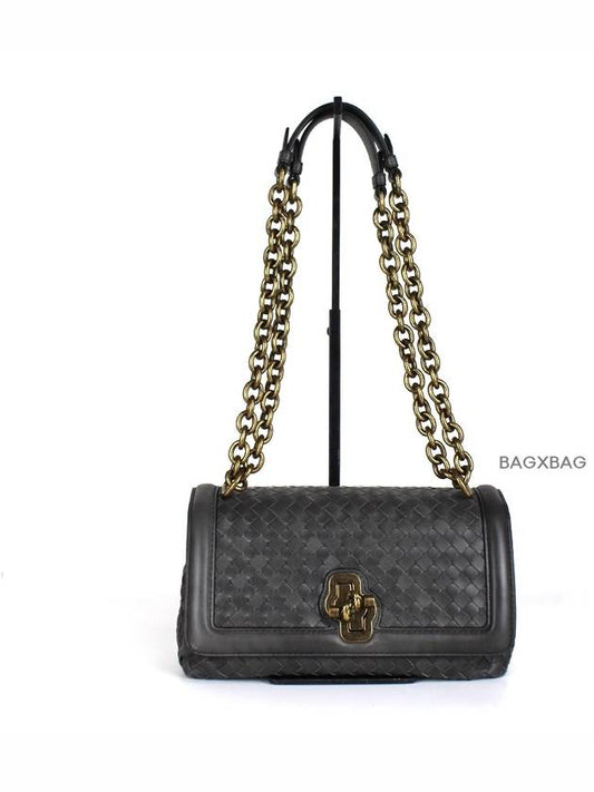 Luxury Bottega Veneta BT Knot Chain Olympia Bag Gray