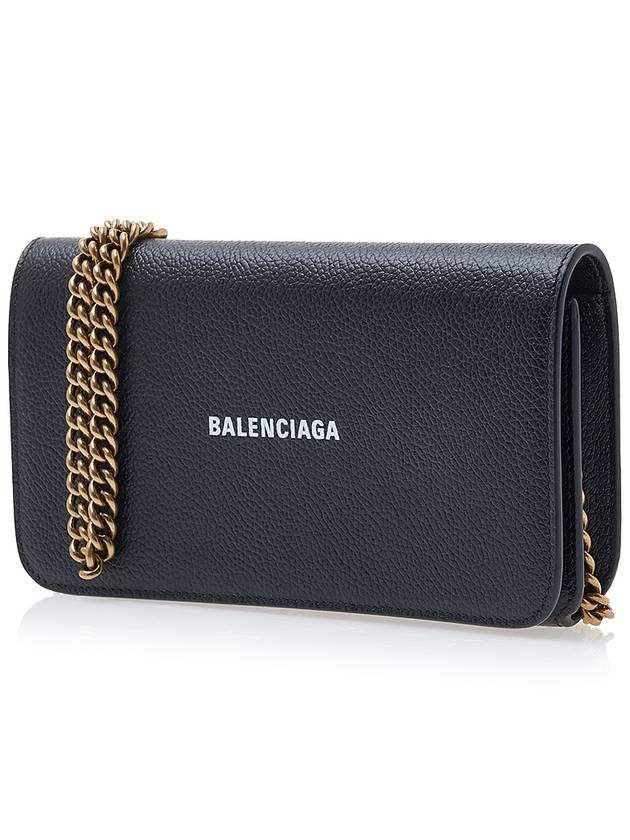 Luxury Balenciaga Trending 2026 Cash Chain Wallet Mini Calfskin Cross Bag Black