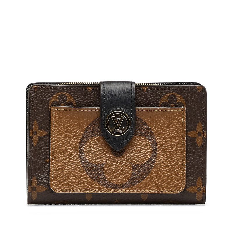 Louis Vuitton Monogram Giant Reverse Portfolio Juliet Double Folded Wallet M69432 Marlon Brown Gold PVC Leather Louis Vuitton