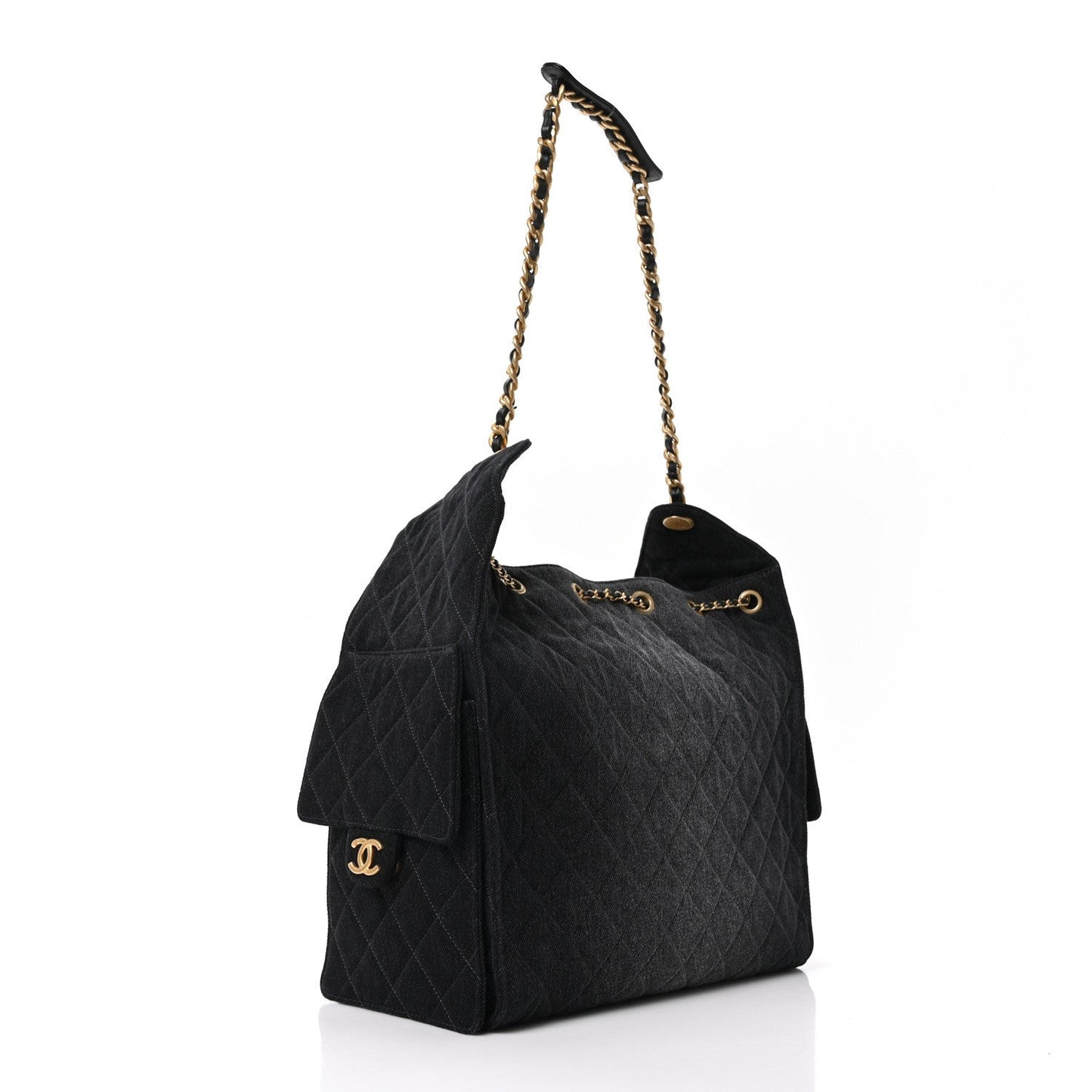 Washed Quilted Medium Chanel 25 Handbag Black