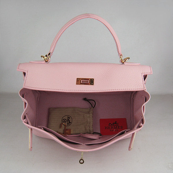 Luxury Hermes Kelly 32cm Togo Leather Handbag 6108 Pink Golden
