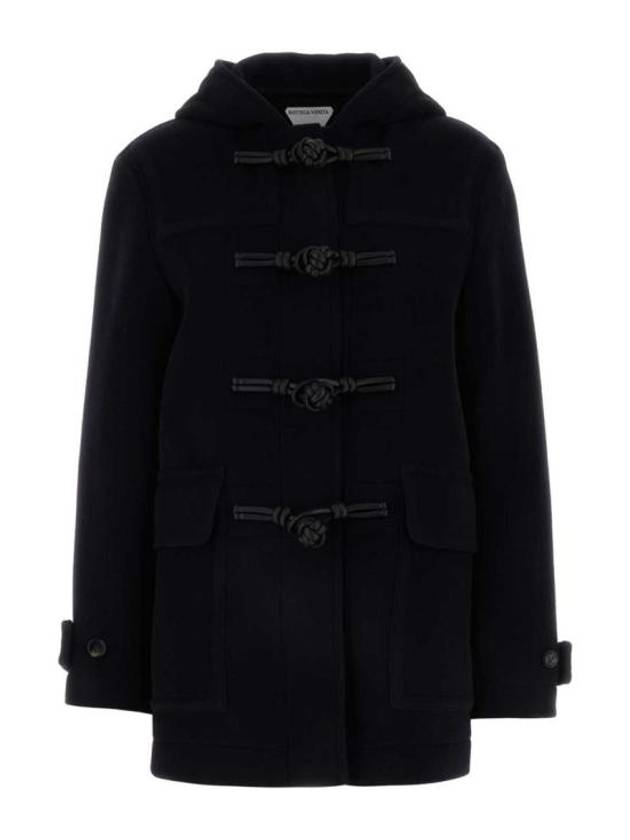 Luxury Bottega Veneta Knot Wool Duffel Coat Navy