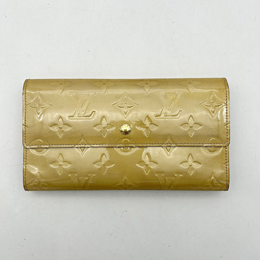 Louis vuitton Long Wallet Monogram Vernis Portefeuille Sarah Patent Leather Beige Women's lv8809bd