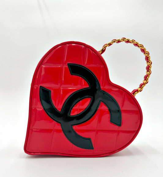 Chanel 1995 Barbie Red Heart Vanity Bag