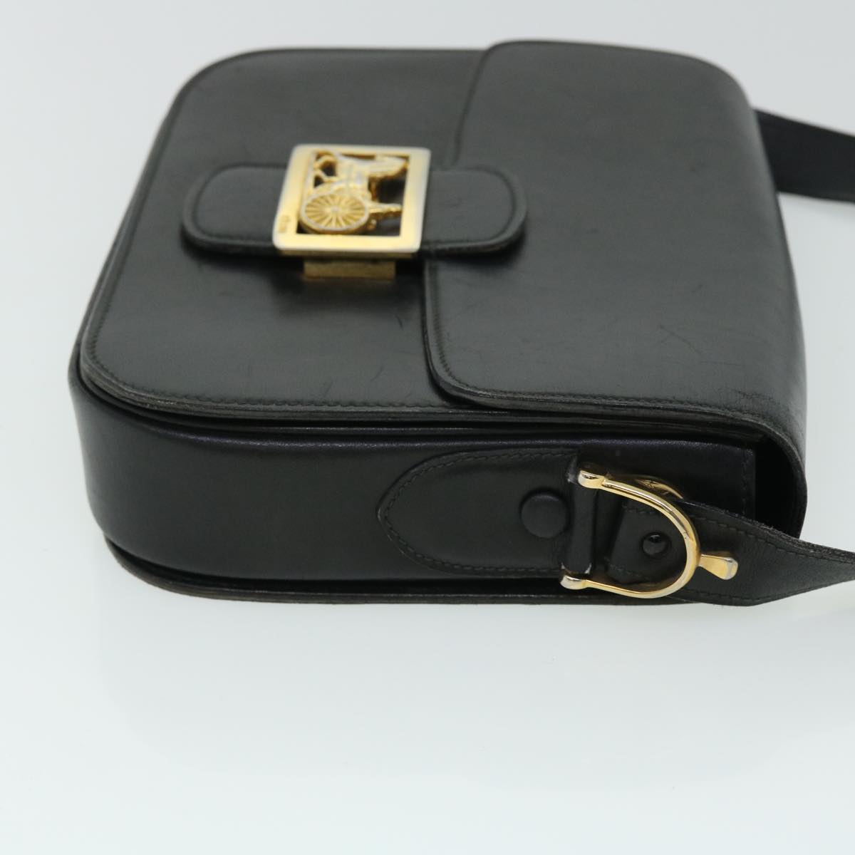 Luxury CELINE Horse Carriage Shoulder Bag Leather Black ep1453