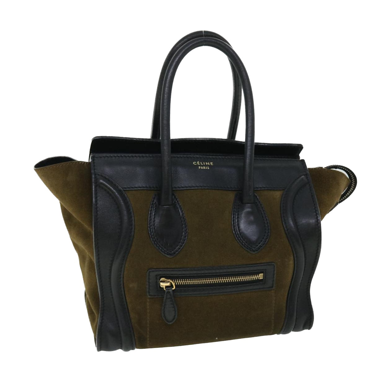 Luxury CELINE Luggage Mini Hand Bag Suede Leather Khaki ep1582