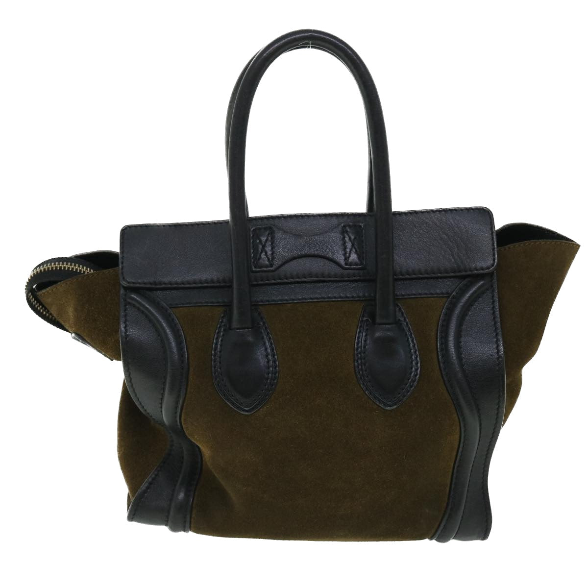 Luxury CELINE Luggage Mini Hand Bag Suede Leather Khaki ep1582