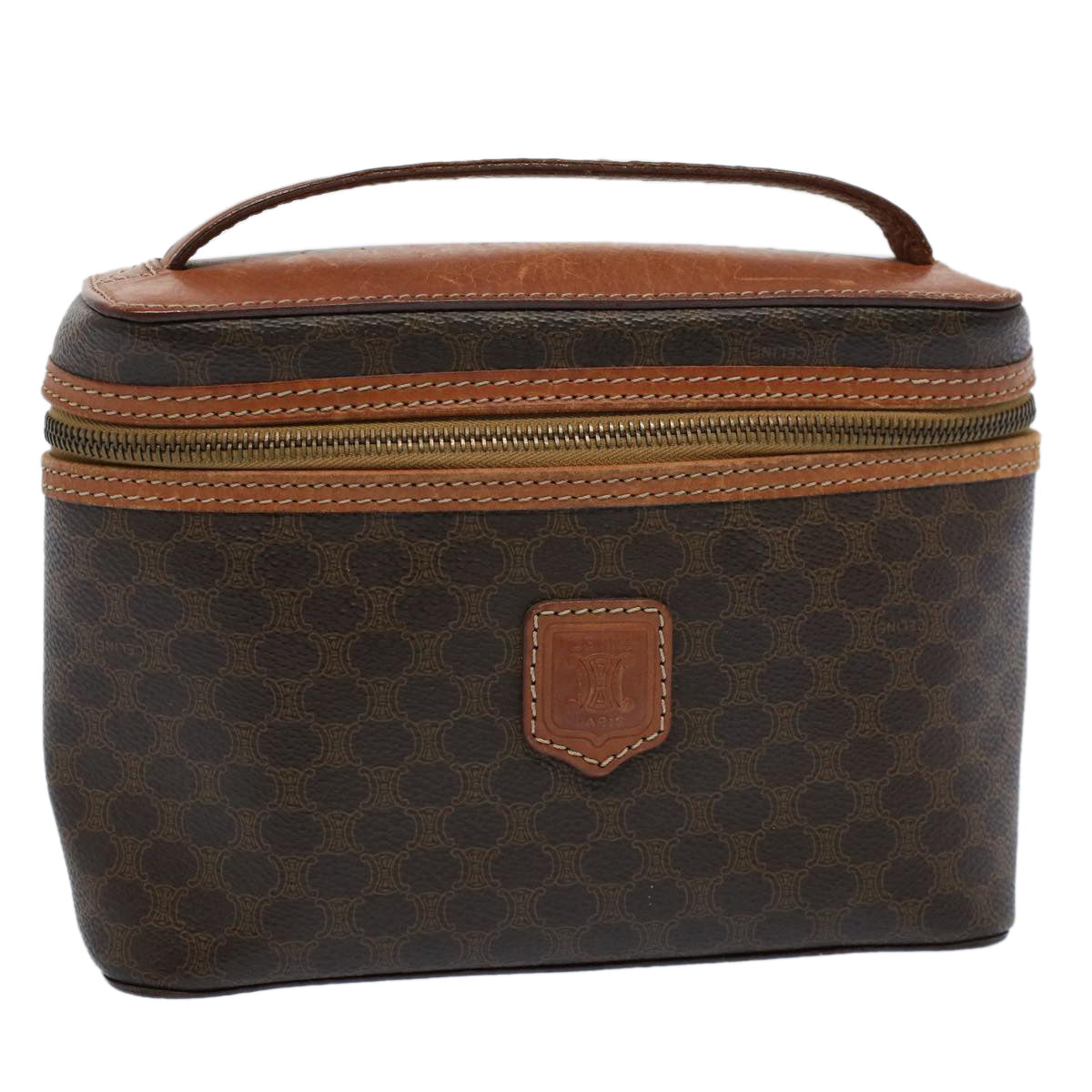 Luxury CELINE Macadam Canvas Hand Bag PVC Leather Brown ep1829