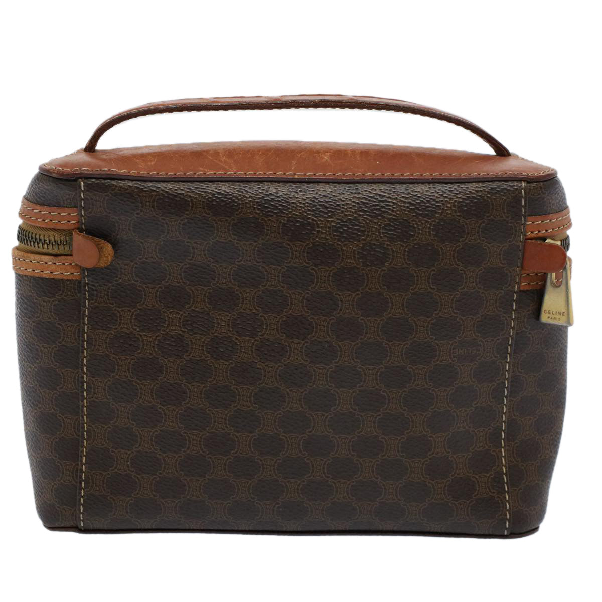 Luxury CELINE Macadam Canvas Hand Bag PVC Leather Brown ep1829