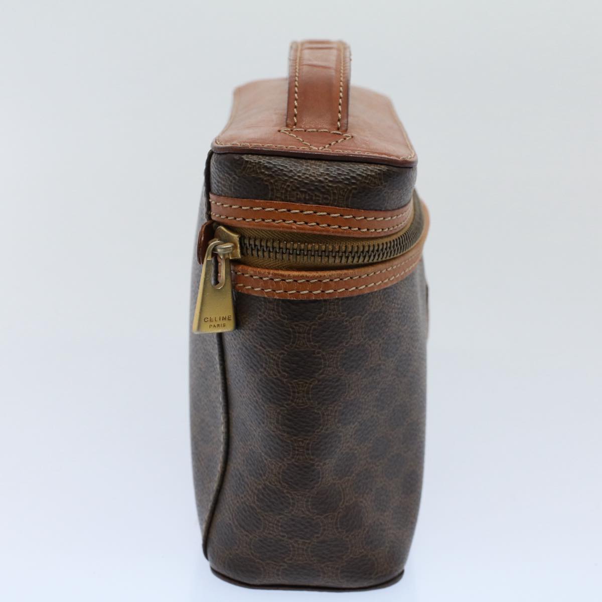 Luxury CELINE Macadam Canvas Hand Bag PVC Leather Brown ep1829