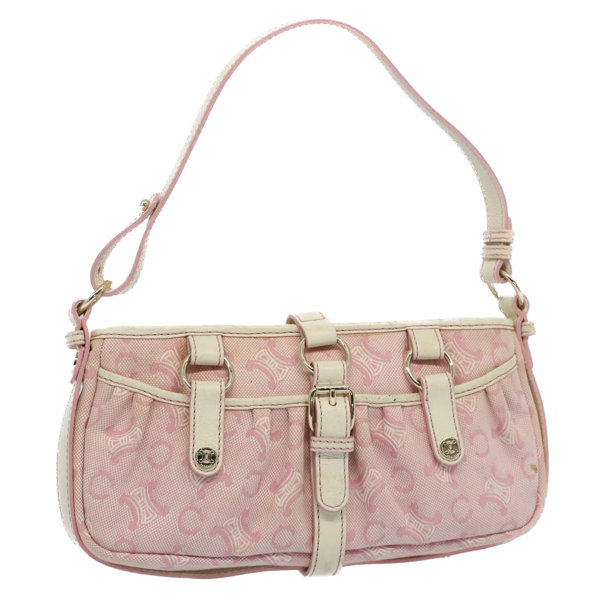 Luxury CELINE C Macadam Canvas Shoulder Bag Leather Pink ep1844