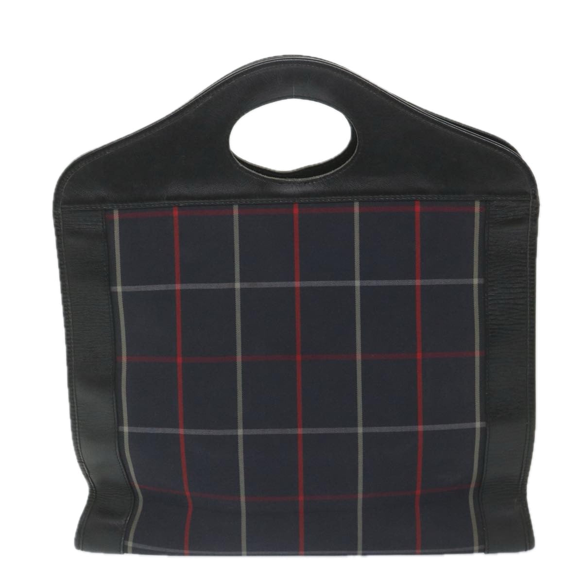 Burberry Nova Check Hand Bag Nylon Canvas Navy Auth ep2181