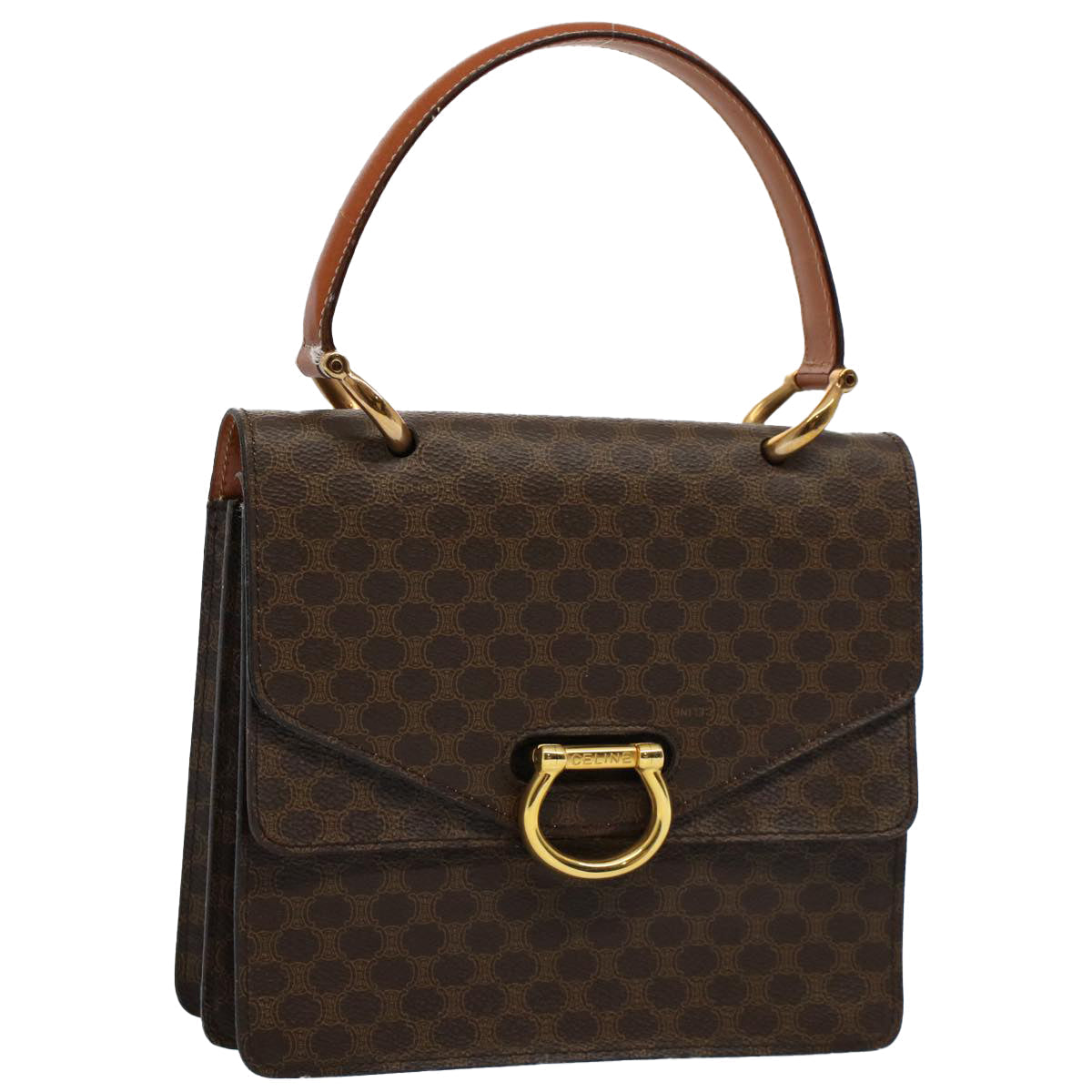 Luxury CELINE Macadam Canvas Hand Bag PVC Leather Brown ep2213