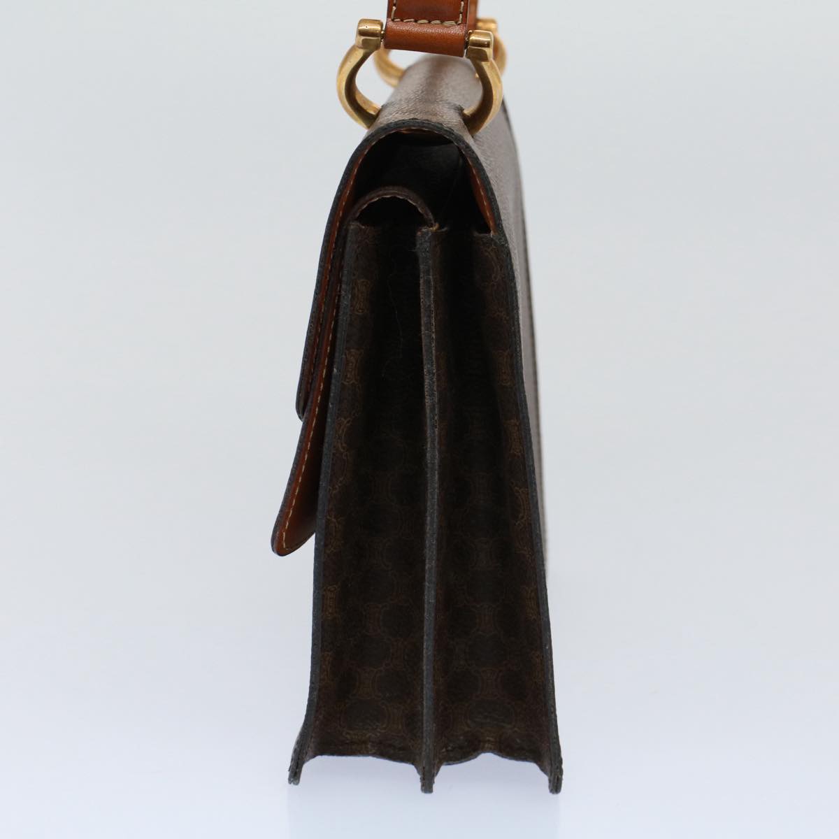 Luxury CELINE Macadam Canvas Hand Bag PVC Leather Brown ep2213