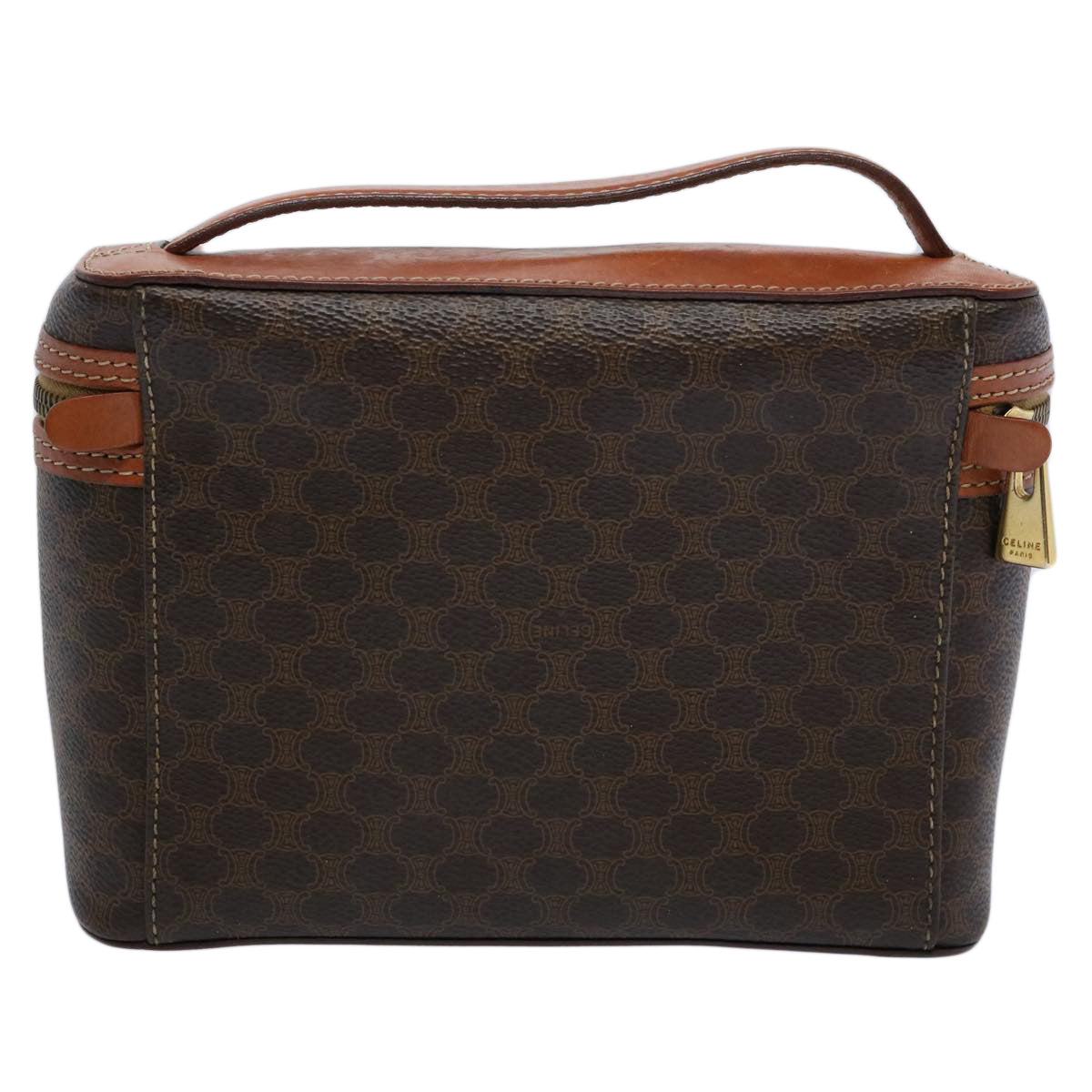 Luxury CELINE Macadam Canvas Hand Bag PVC Leather Brown ep2706