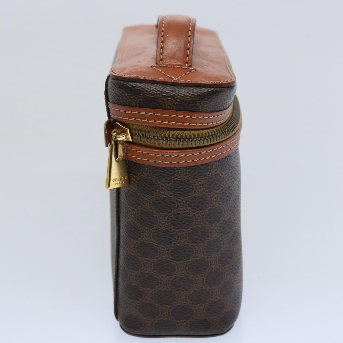 Luxury CELINE Macadam Canvas Hand Bag PVC Leather Brown ep2706