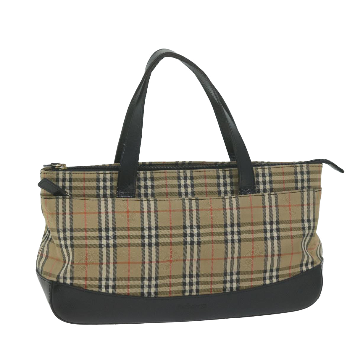 Burberry Nova Check Hand Bag Canvas Beige Auth ep3023