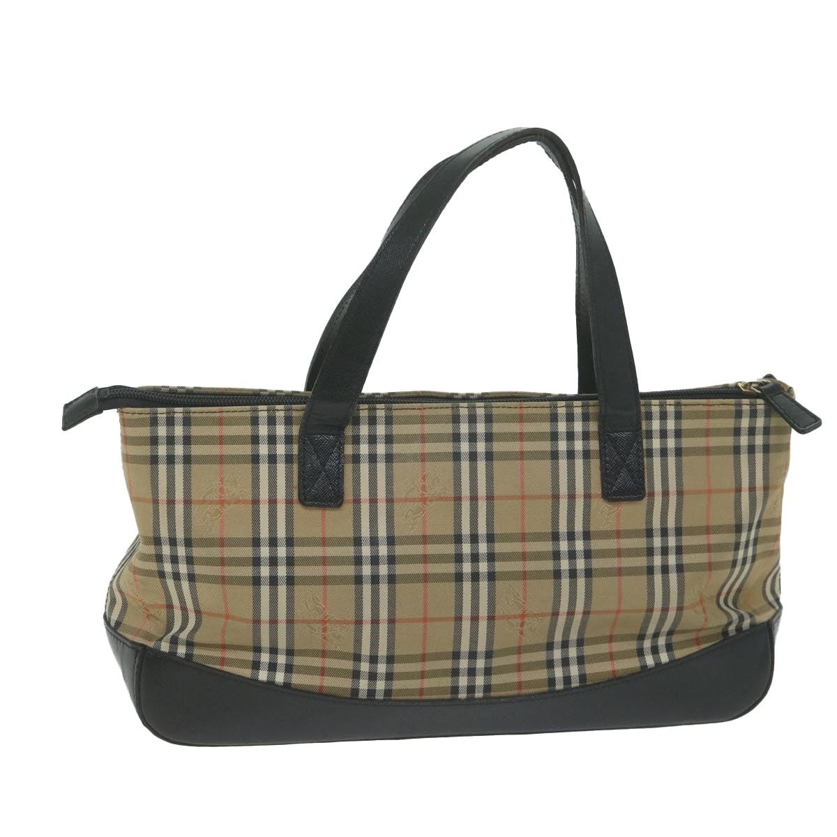 Burberry Nova Check Hand Bag Canvas Beige Auth ep3023