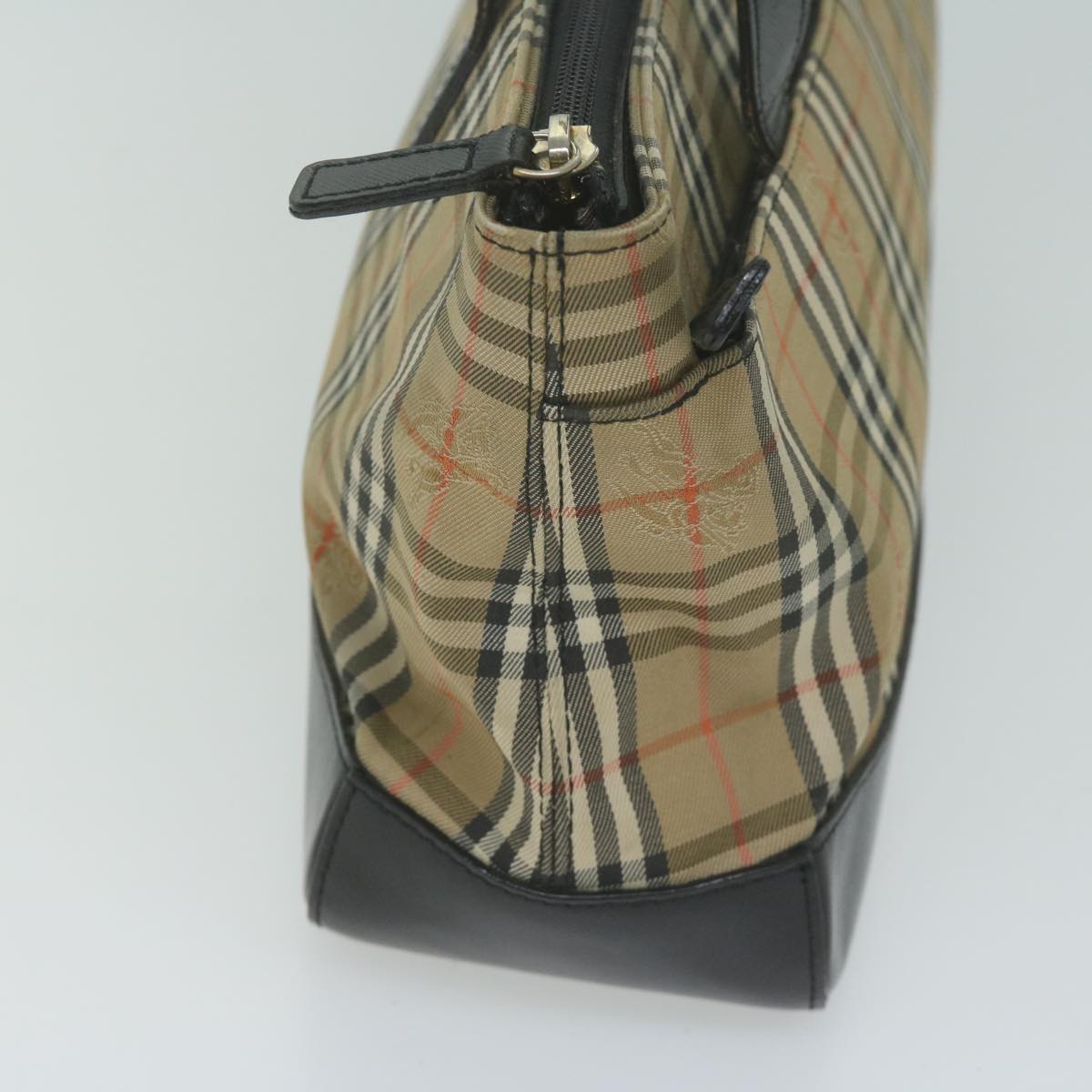 Burberry Nova Check Hand Bag Canvas Beige Auth ep3023