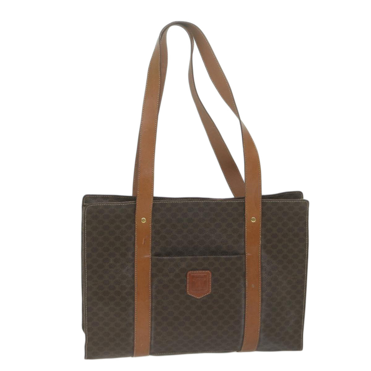 Luxury CELINE Macadam Canvas Shoulder Bag PVC Leather Brown ep3178