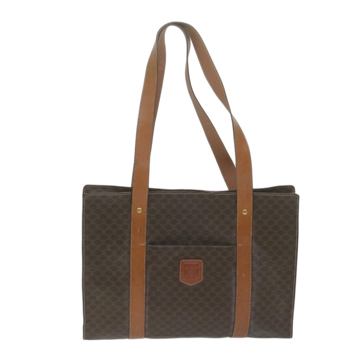 Luxury CELINE Macadam Canvas Shoulder Bag PVC Leather Brown ep3178