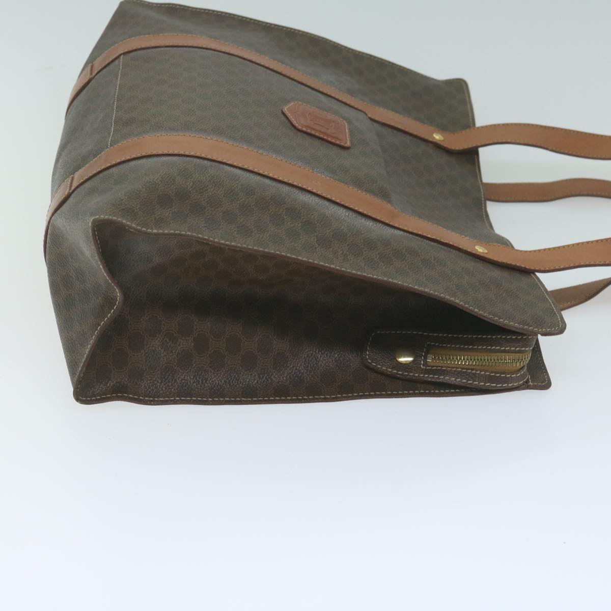 Luxury CELINE Macadam Canvas Shoulder Bag PVC Leather Brown ep3178