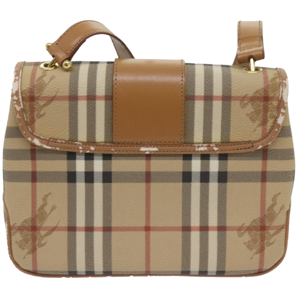 Burberry Nova Check Shoulder Bag PVC Leather Beige Auth ep3552