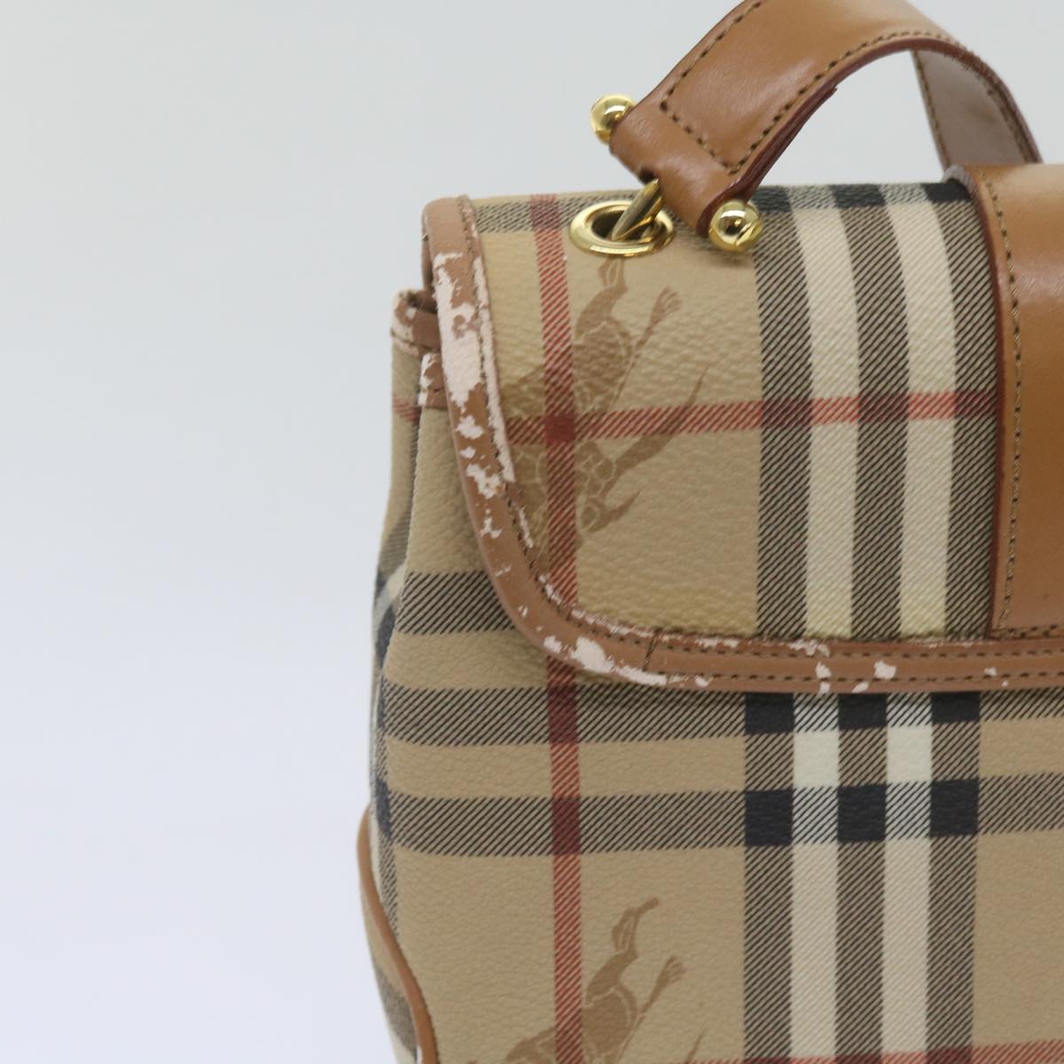 Burberry Nova Check Shoulder Bag PVC Leather Beige Auth ep3552