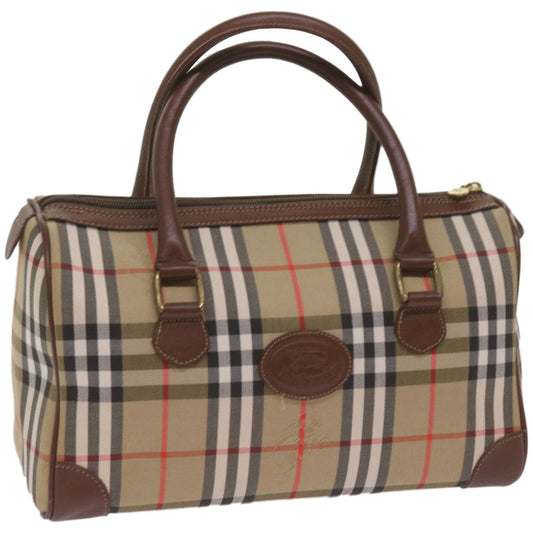 Burberry Nova Check Boston Bag Canvas Beige Auth ep3638