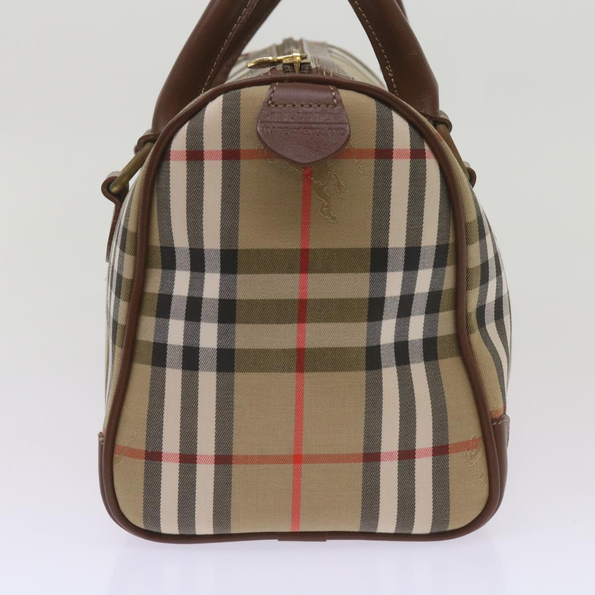 Burberry Nova Check Boston Bag Canvas Beige Auth ep3638