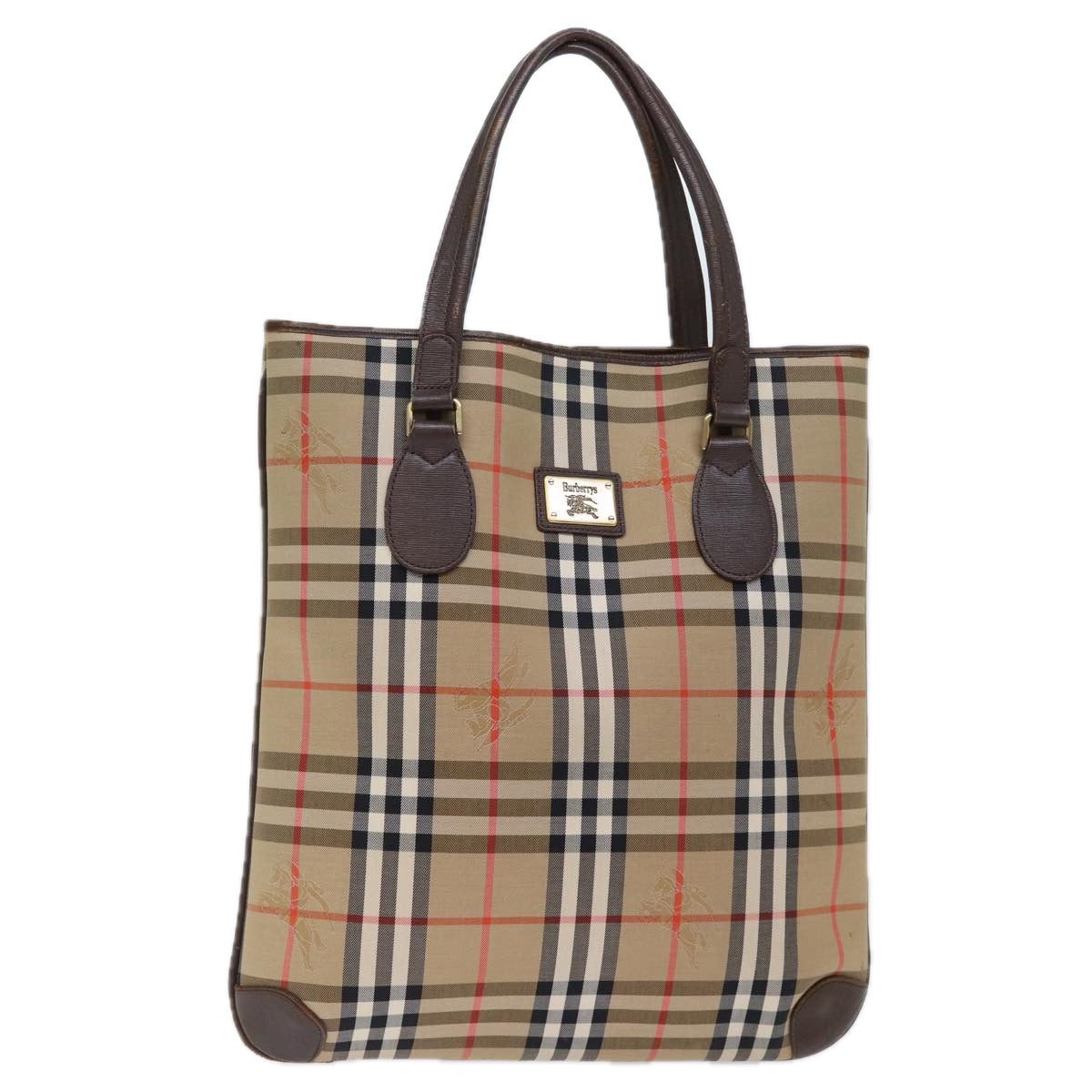 Burberry Nova Check Tote Bag Canvas Beige Auth ep4173