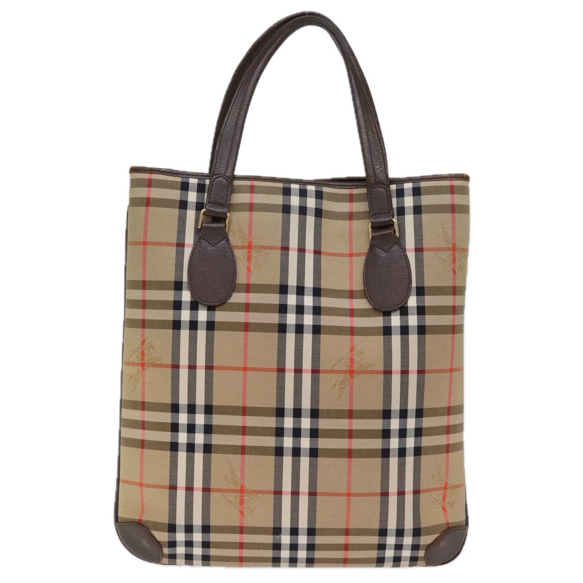 Burberry Nova Check Tote Bag Canvas Beige Auth ep4173