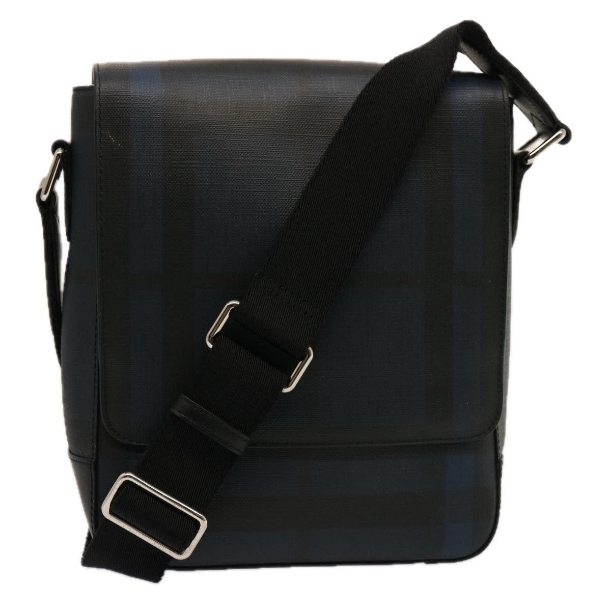 Burberry Nova Check Shoulder Bag Coated Canvas Navy Auth ep4321