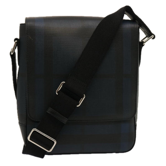 Burberry Nova Check Shoulder Bag Coated Canvas Navy Auth ep4321