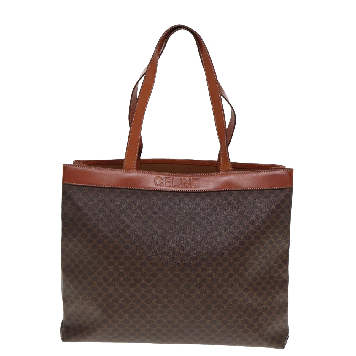 Luxury CELINE Macadam Canvas Tote Bag PVC Leather Brown ep4528
