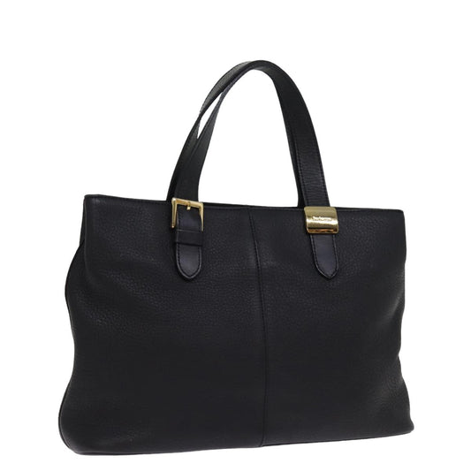 Burberry Hand Bag Leather Black Auth ep4536
