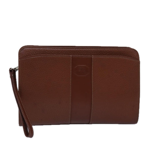 Burberry Clutch Bag Leather Brown Auth ep4543