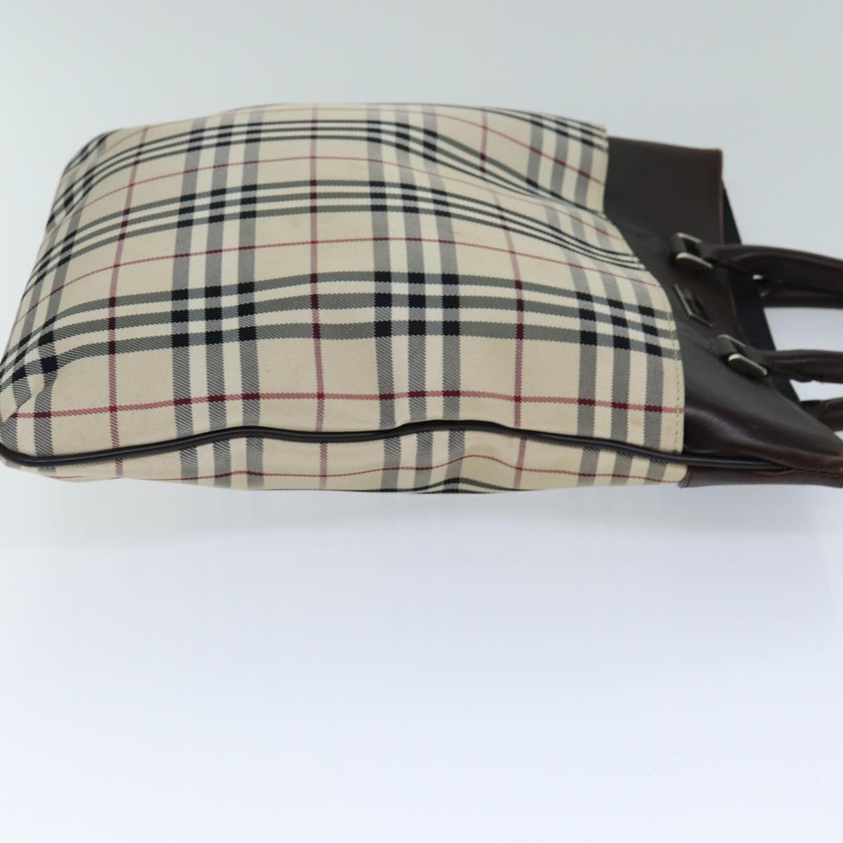 Burberry Nova Check Hand Bag Canvas Beige Auth ep4559