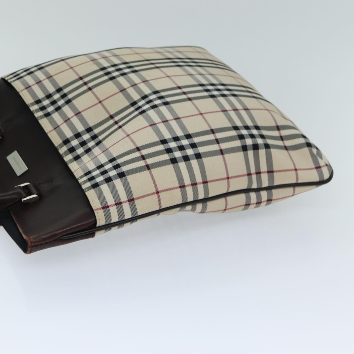 Burberry Nova Check Hand Bag Canvas Beige Auth ep4559