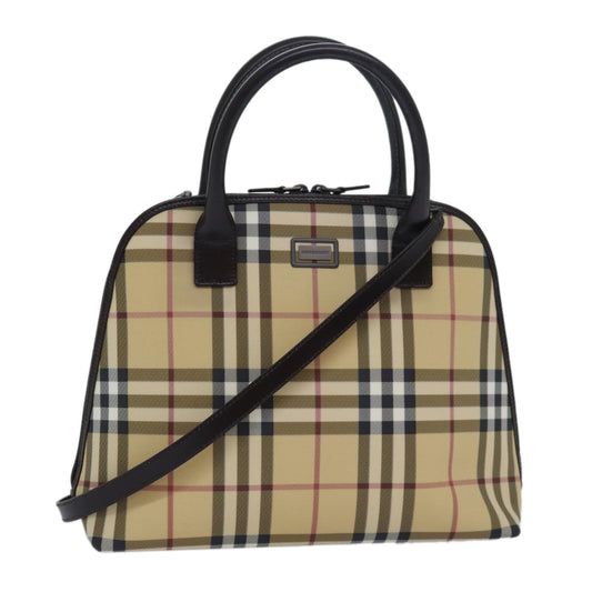 Burberry Nova Check Hand Bag PVC 2way Beige Auth ep4689