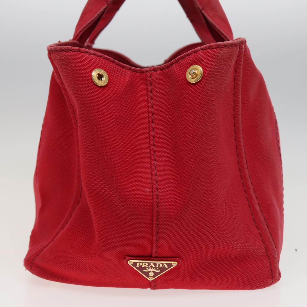PRADA Canapa MM Hand Bag Canvas 2way Red Auth