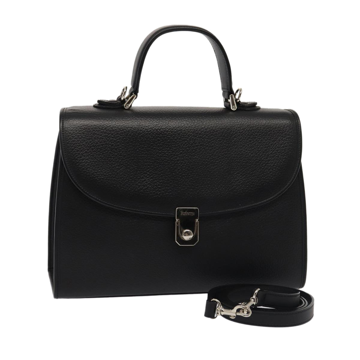 Burberry Hand Bag Leather 2way Black Auth ep4940