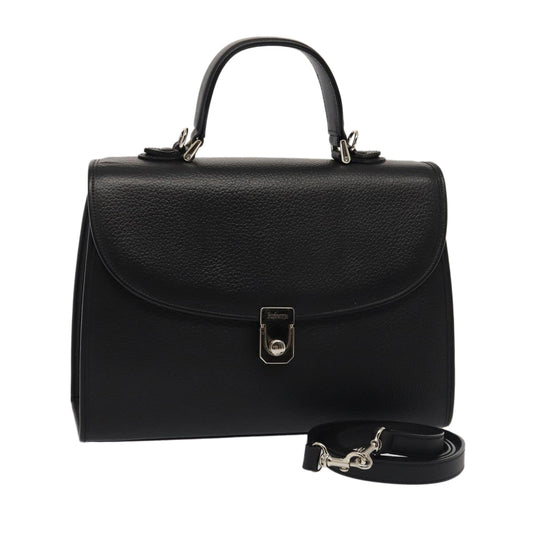 Burberry Hand Bag Leather 2way Black Auth ep4940